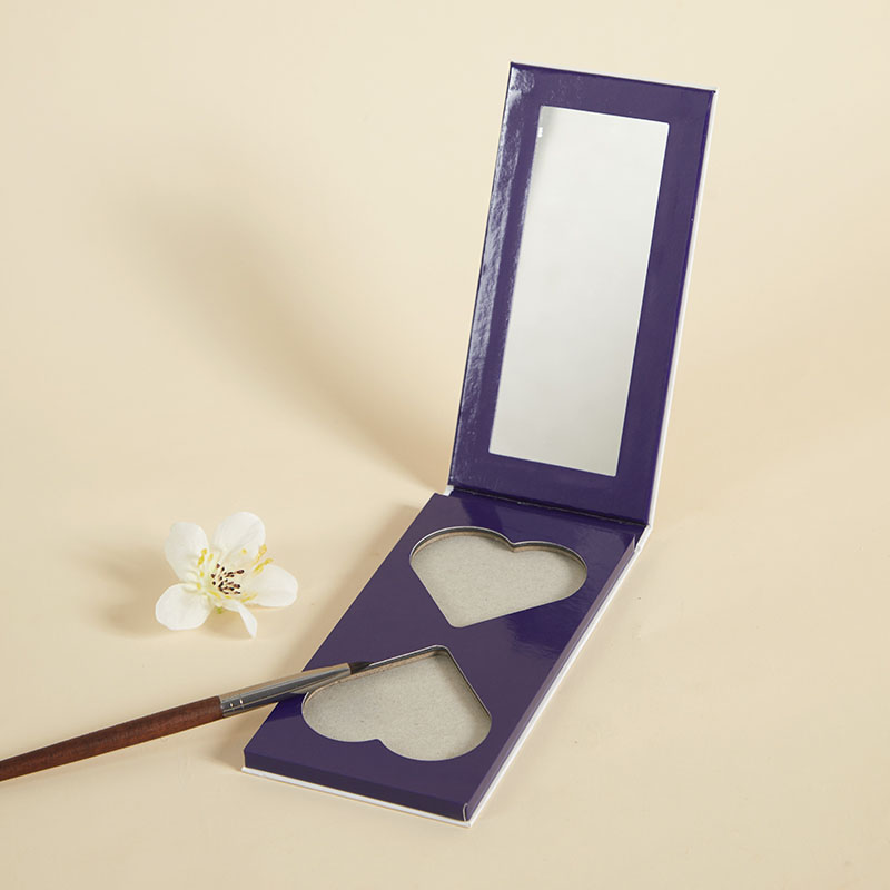 White Texture Touch Heart Shape 2 Colors Empty Powdercase Paper Boxes Cosmetics Eyeshadow Palette With Mirror