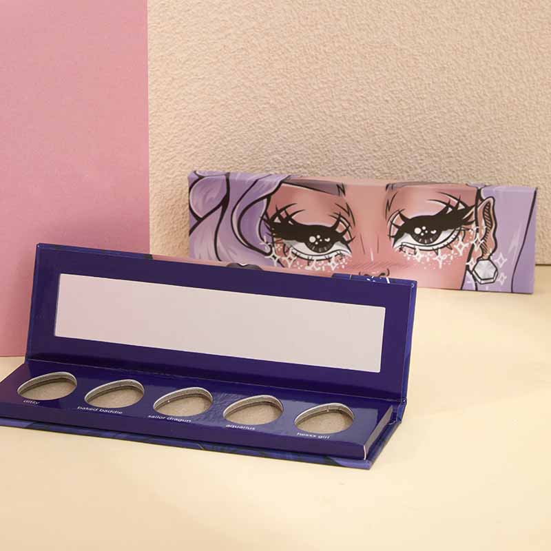 Eco Friendly Packaging Purple Paper Brand Cardboard Beauty Pressed Glitter High Pigmented  Multichrome Customized Private Label Eyeshadow Palette