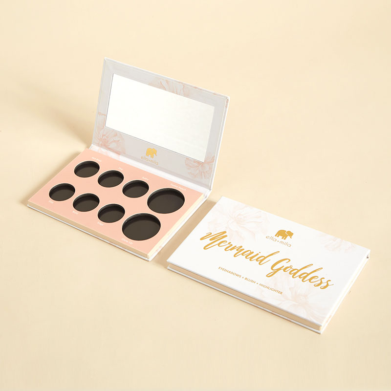 Eco-friendly Design Printing With Custom Shiny Golden Foil Logo Blush Eyeshadow Palette For Multi Colors