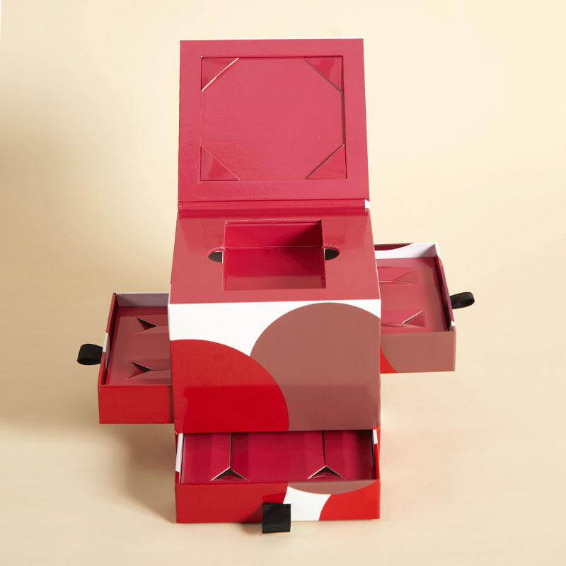 Brand Fashion Square Clamshell Drawer Pull Cardboard Paper Rigid Box Jewelry Gift Box With Ribbon