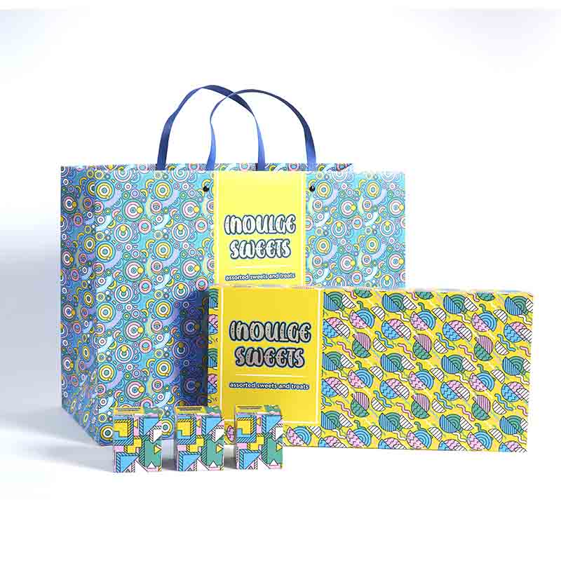 Elegantes caixas de ombreiro cuadradas ríxidas e coloridas de calidade alimentaria, envases de agasallo de concha, conxunto de caixas de cartón con bolsa