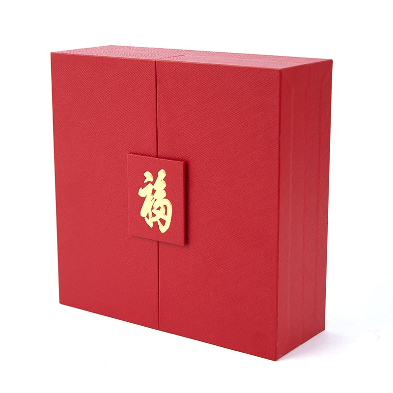 Moderne romandesign rød dobbel åpning Eva skuminnsats Clamshell Gaveemballasje Kartong Papir Magnetisk bølgepappeske med skiltbue