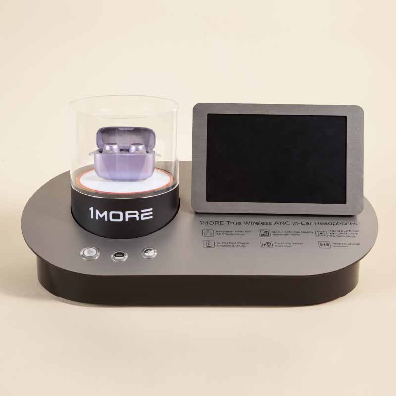 Clear Acrylic Display 1 Earbud More In-ear Headphone Case Counter Display With LED Charge Available