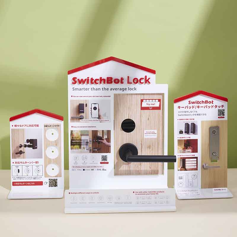 Fabrikkprofesjonell tilpasset benkeplate Nytt design Akryl tredør Smart Lock Dørhåndtak Display Rack
