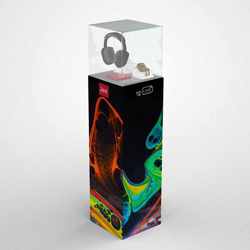 4 in 1 Custom Desk Table Black  Plexiglass Acrylic Wireless Earphone Display Stand In-ear Headphone Rack